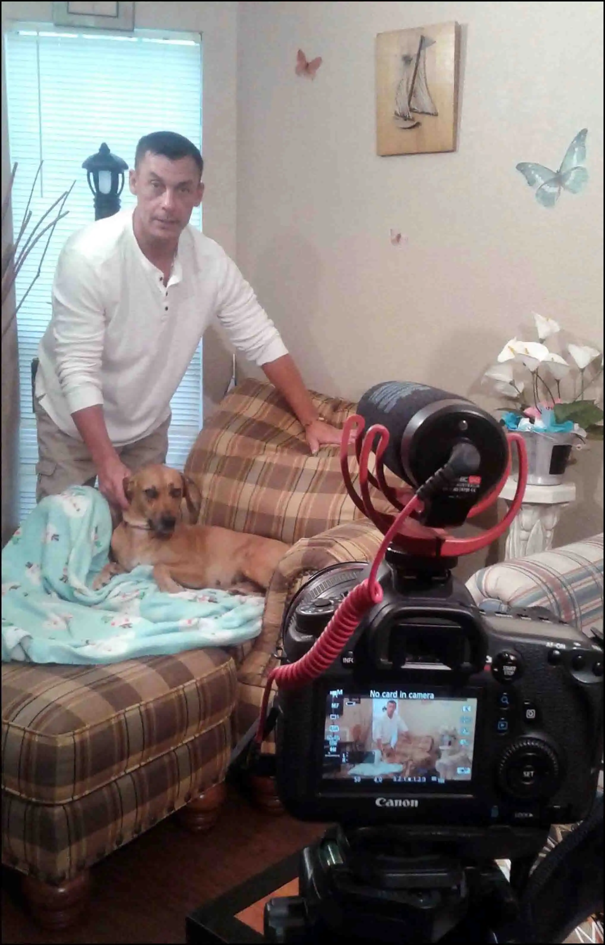 Book Author & Veteran David Haave preparing for an interview with his Books; a Books a Million team effort... -- David Haave